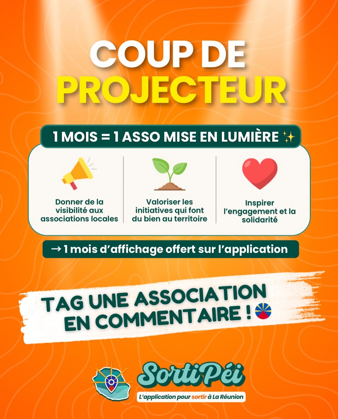 Visuel SortiPéi Coup de projecteur : 1 mois = 1 association mise en lumière